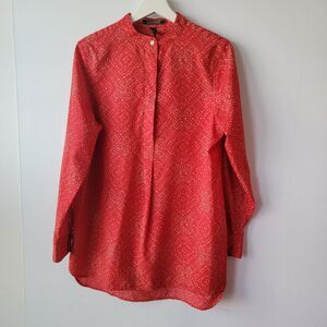 Lauren Ralph Lauren Women's popover tunic top Size M long sleeve career Red